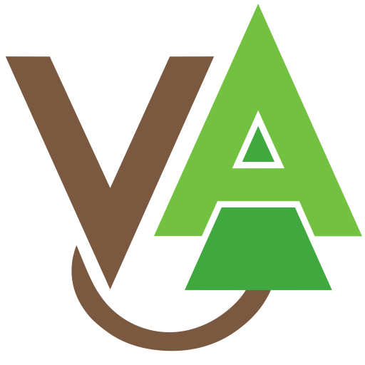 Un V représentant des racines et un A représentant une plante formant le logo Veragrow