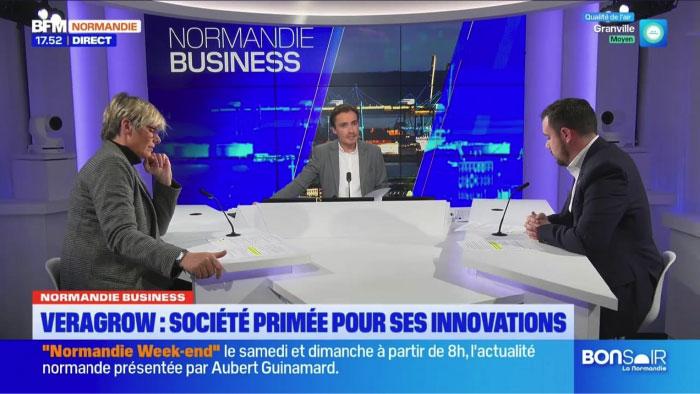 Alexandre bocage co-fondateur de Veragrow sur le plateau de BFMTV Normandie