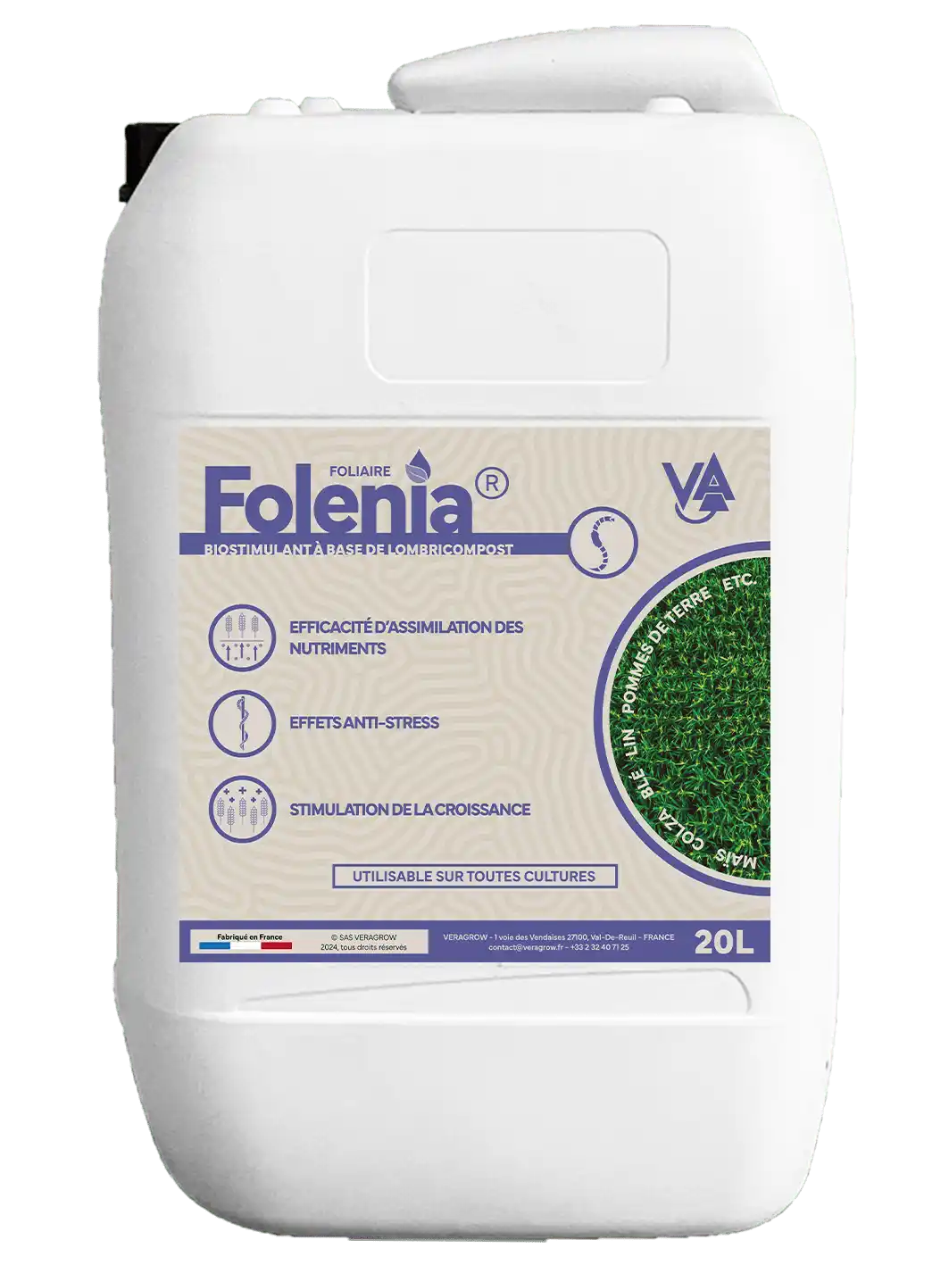 Bidon de 20L du biostimulant foliare Folenia